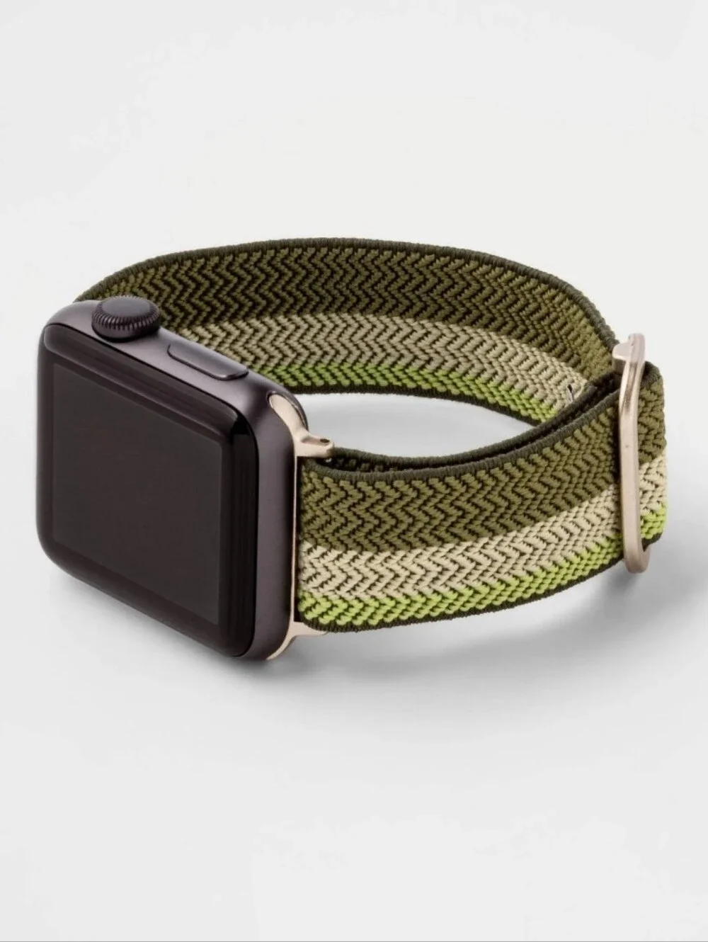 Heyday Woven Knit Watch Band For 42- 49mm Apple Watches Sage Green Stripe Unisex